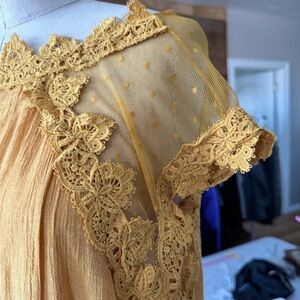 Yellow Lace Trim Dress